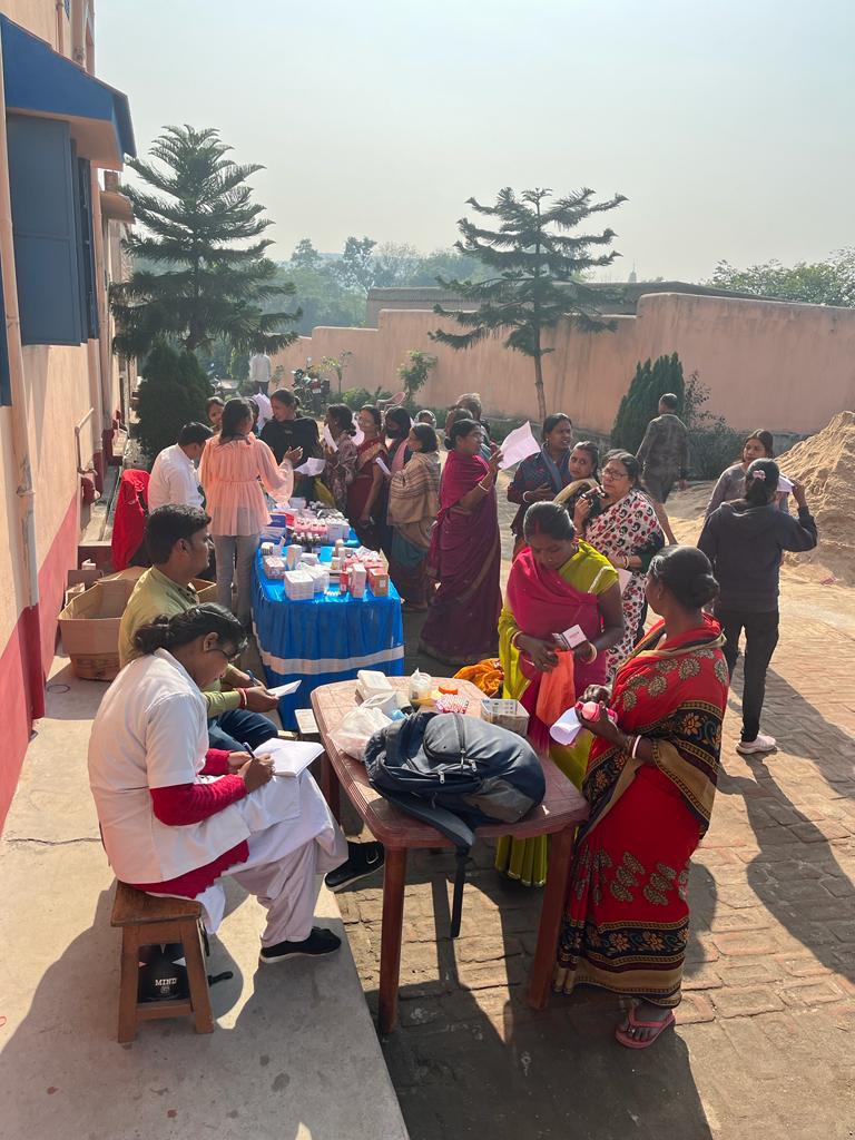 A photograph capturing a moment of community service and trust engagement.